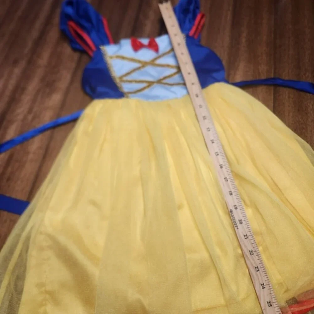 Snow White Princess Dress Costume Blue Yellow Tulle Gold Glitter Girls Size 130‎
